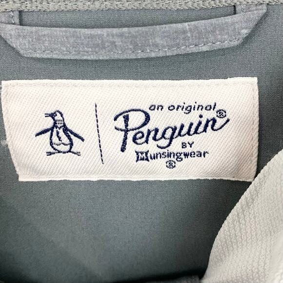 Original Penguin Mens 1/4 Zip Printed Pete Wind Hoodie Pullover Grey Size Medium - Picture 5 of 15